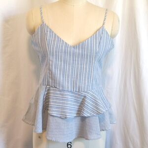 NWT Heartloom 100%cotton striped peplum top w/ elastic back & zip size L
